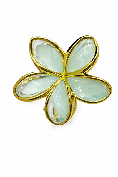Jack Ferrero Large Size Flower Figured Transparent Mint Green Yellow Detailed...