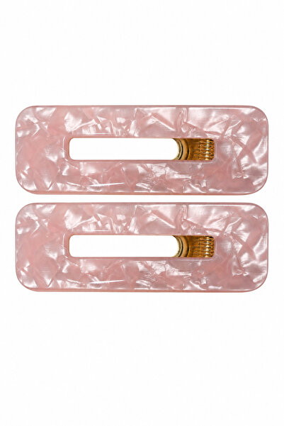 Jack Ferrero Marble Patterned Light Pink Rectangular Clip Hairpin Set 2 Pieces
