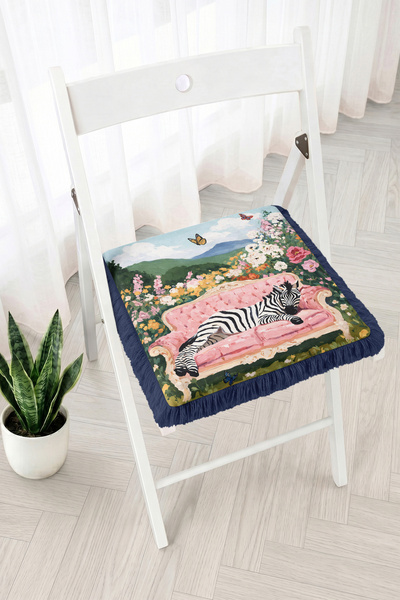 Realhomes Pink Sofa with Zebra Figure and Flower Garden Pattern Fringed Zippe...