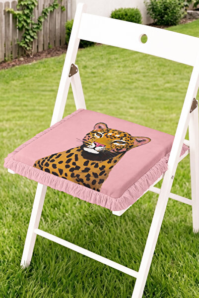 Realhomes Leopard Figured Fringed Zippered Chair Cushion - Modern Patchwork S...