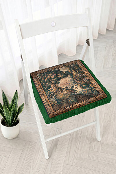 Realhomes Vintage Forest View and Ornamental Border Fringed Zippered Chair Cu...
