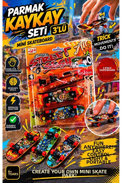 TRUST STORE Finger Skateboard Set 3-Piece Mini Skateboard, Trick Toy Skill-Bu...