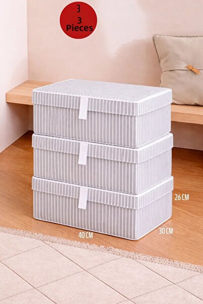 Helen's Home صندوق تخزين متعدد الأغراض مع 3 أغطية صغير 40x30x26