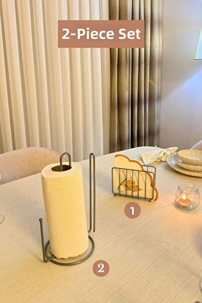Edora Home Set of 2 Matte Silver Cage Napkin Holder Upright Paper Towel Holde...