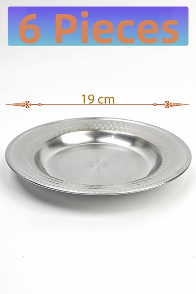 Binbir Trend 19 cm Stainless Chrome Steel Plate - Snack Plate, Breakfast Plat...