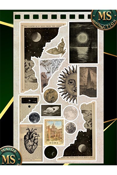 Major Selection Set de stickere Dark Academia Vintage Moon |   Pachet de 18 a...