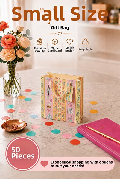Daks 50 Pcs (15.4 X 18.4 X 7.6 cm) - Pastel Party Themed Patterned Small Size...