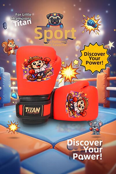 Titan Sport Children's Boxing Gloves Neon Orange Karate Cat Model