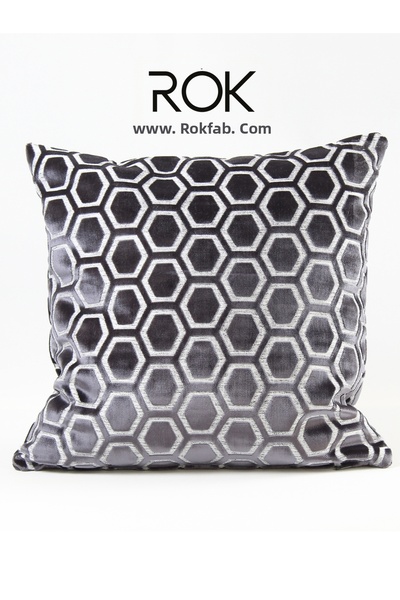 ROKFAB Hexagonal Patterned Dark Gray Cushion Cover 45X45 cm Decorative Pillow...