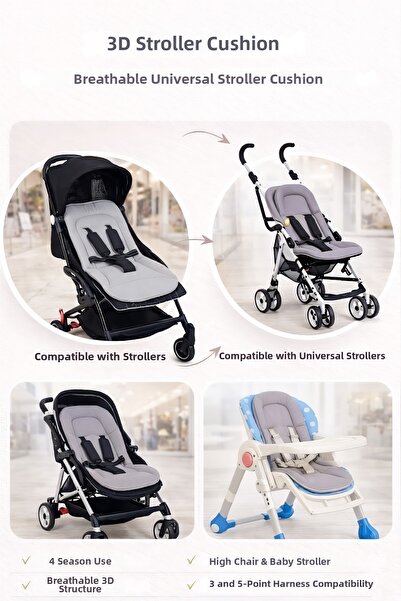 ubeybi Baby Stroller Cushion Universal 3D Mesh Breathable Anti-Sweat Stroller...