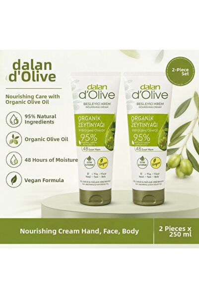 Dalan D'Olive كريم مغذي للوجه والجسم بزيت الزيتون الطبيعي 250 مل 2 قطعة