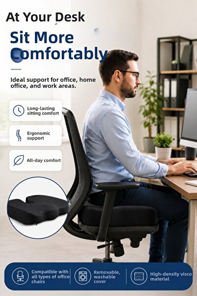 EpiRelax Visco Seat Cushion Ergonomic Chair Cushion Office Vehicle Seat Suppo...