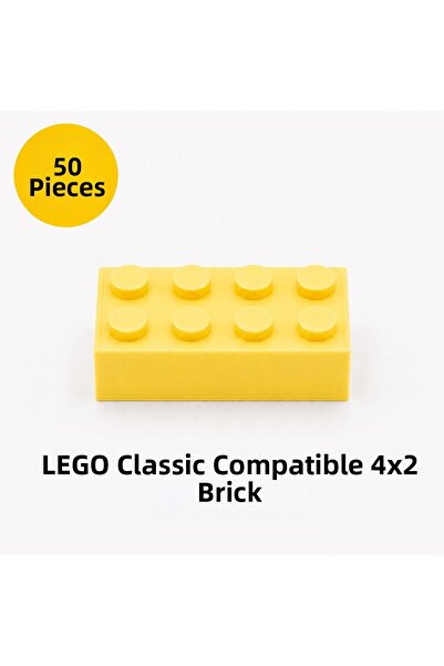 OyuncaklarÜlkesi Lego Compatible Classic 50 Pieces Pastel Yellow Color 4X2 Br...