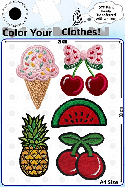 PURE EFFECT A4 Size Iron-On Transfer for Fabric with Mesh Pattern Fruit Patch...