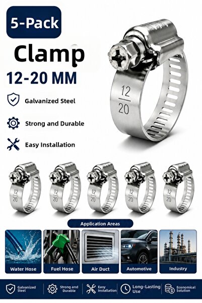 GENERAL Gds 5-Piece Hose Clamp 12-20 mm Galvanized Steel