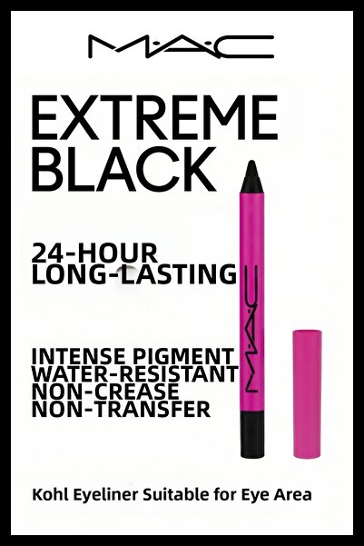 M.A.C Black Kajal Eyeliner Pencil 24-Hour Long-Lasting Waterproof Intensely P...