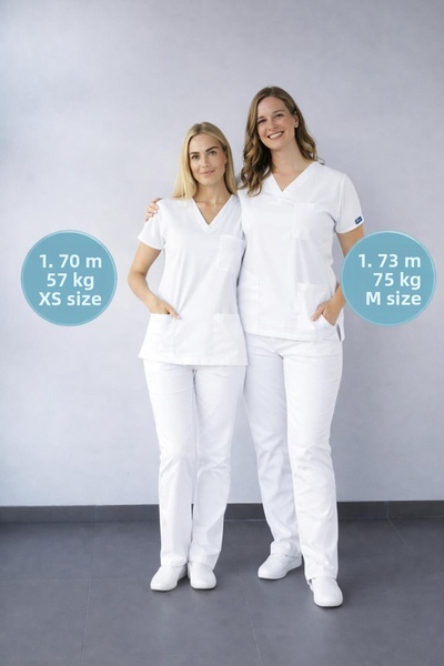 Dr. Mitra White Stretch Fabric Nurse Doctor Scrubs Unisex Surgical Set Scrubs Uniform