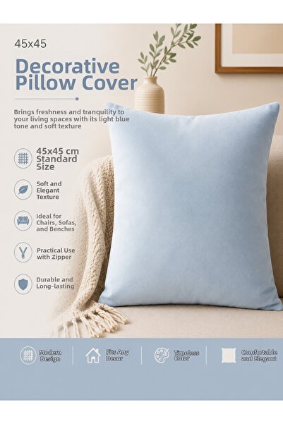 Şanlıavm 45X45 Light Blue Decorative Pillow Case