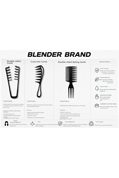 Blender Brand Original Miraculous Comb and Styling Set of 3