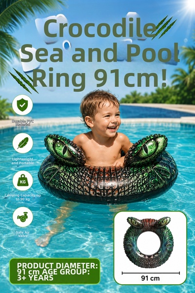 craftivio Sea and Pool Ring with Tiger/Crocodile Figures, 91 cm Large Inflata...