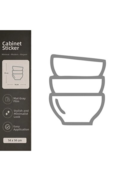 Reysa Tasarım Kase Matte Gray Decorative Foil Sticker 14X14 cm