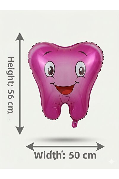 CAVAŞ sun hat Blue Foil Balloon with Tooth Figure 56X50 cm - First Tooth Whea...