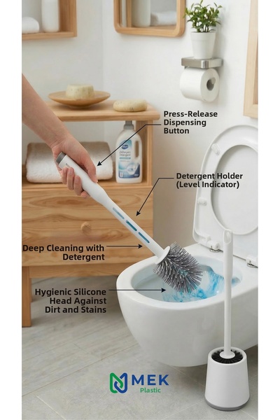 Mek life Silicone Toilet Brush with Detergent Container Hygienic Toilet Clean...