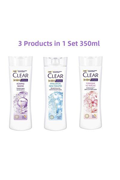 Clear شامبو نسائي 3 في 1 (العناية الكاملة - العلاج بالرطوبة - ناعم ولامع) 350 مل