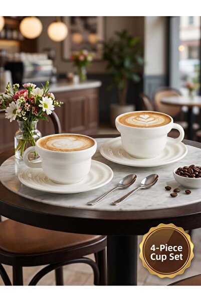 Bonna Porselen Kaff Cappuccino Cup Set 250 Cc 4 Pieces