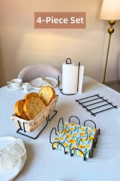 Edora Home Set of 4 Black Rectangular Bread Baskets, Upright Paper Towel Hold...