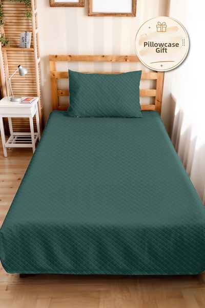 Evimde Bambaşka Petrol Green Quilted Young Room Single Pique Set-Anthracite 1...