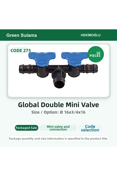 HEKİMOĞLU Ball Double Mini Valve Ø 16X3/4X16 50 Pieces Package Code 275