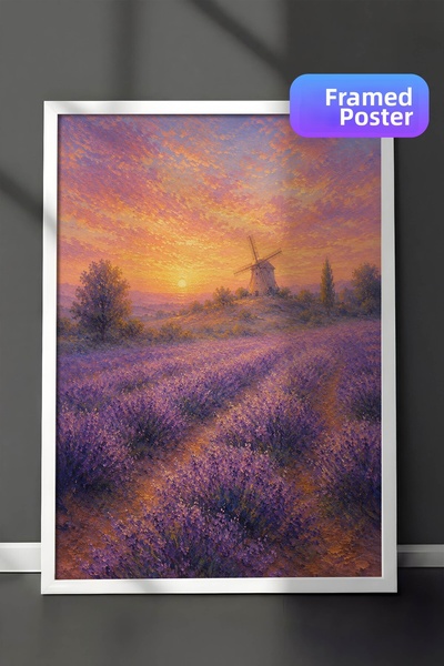 Zestia Pictură murală inspirată de Monet cu câmpuri de lavandă, peisaj impres...