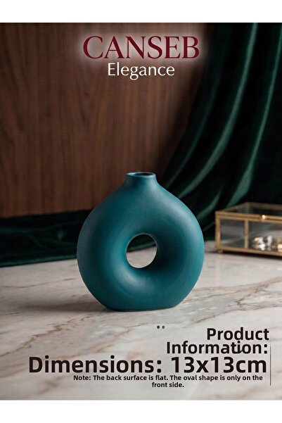 CANSEB Elegance 13×13 سم - فازة دونات زخرفية فاخرة - صناعة يدوية مرسومة باليد