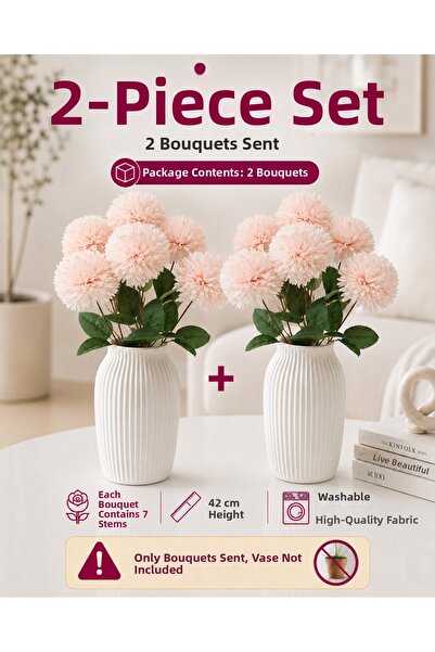 MD Aspiz Flowers 2 Bunches of Artificial Flowers 7-Piece Luxury Powder Chrysa...