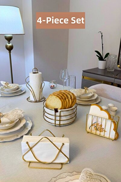 Edora Home Set of 4 Shiny Gold Swan Napkin Holder Triangle Napkin Holder Cage...