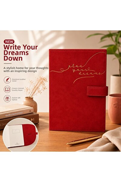MTKardeşler Victoria's Journals A5 100 Sheets Ivory Vegan Leather Snap-On Cov...