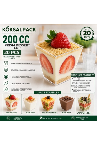 Köksal Pack كوكسالباك 200 سي سي وعاء حلويات بريزما 20 قطعة |   وعاء شفاف من ا...