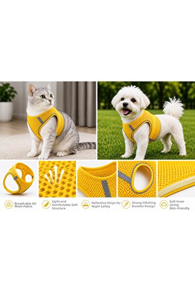 Karamel Pet حزام صدر للقطط والكلاب من قماش شبكي قابل للتنفس مقاس XX صغير 28x3...