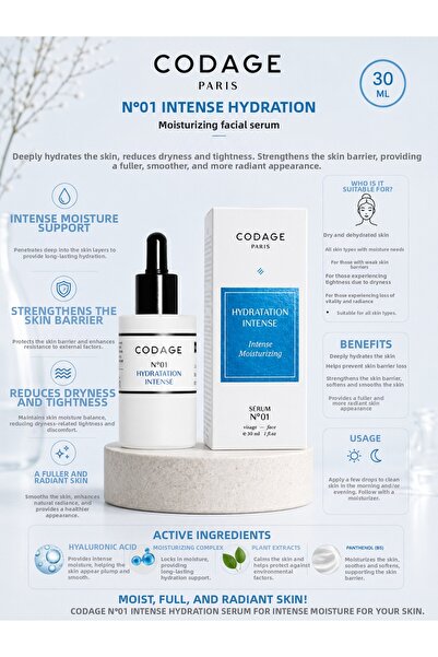 CODAGE PARIS Serum No 01 Intense Moisturizing, Intensive Moisturizing and Ski...