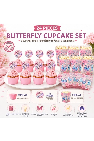 BKMC PARTY Set Premium de Gustări pentru Petrecere cu Fluturi |   8 forme pen...