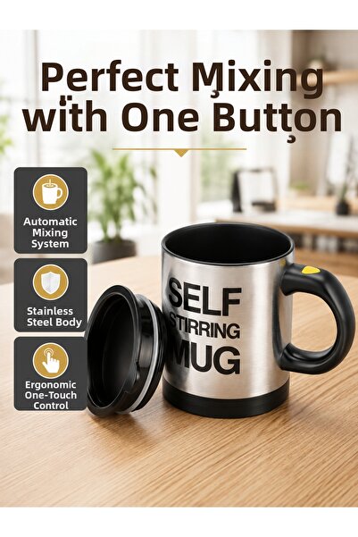 teknotrust Preminium Smart Self-Stirring Thermal Mug – Stainless Steel
