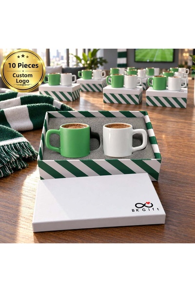 Bk Gift Personalized with Your Logo, 10 Pieces Boxed Green and White Fan Them...