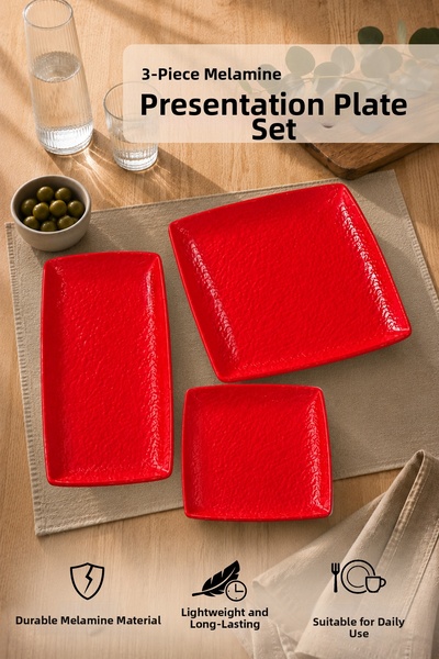 Vienev 3 Piece Melamine Presentation Plate Set, Presentation Plate, Serving P...