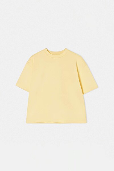 TRENDYOLKIDS Yellow Plain Knitted T-Shirt Tkdss26Ts00085