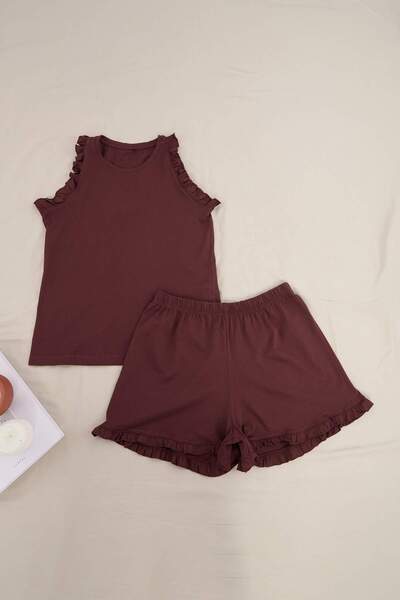 Trendyol Collection Burgundy 100% Cotton Plain 30/1 Openend Single Jersey Kni...