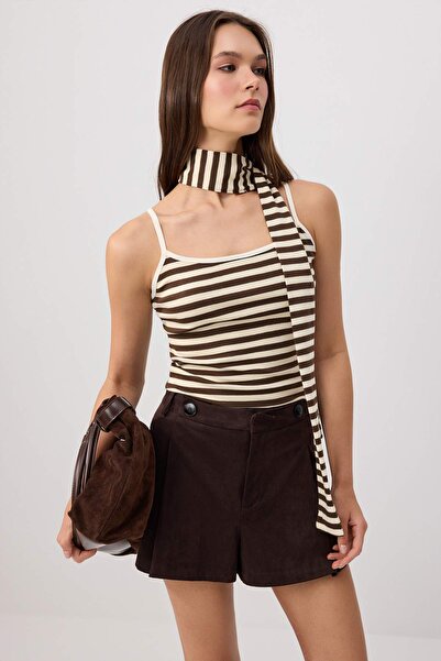 Trendyol Collection Multicolor Striped Fitted/Skin-Fitting Pool Collar Sleeve...
