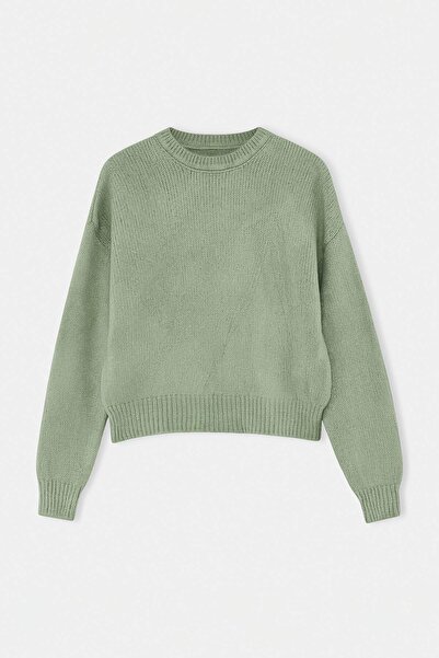 Trendyol Collection Light Green Wide Fit Soft Textured Basic Knitwear Sweater...