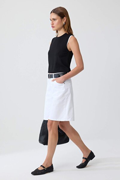 Trendyol Collection White Denim Shorts & Bermuda Twoss26Sr00309
