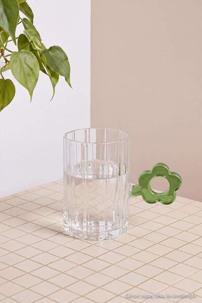 TRENDYOLMİLLA HOME كوب زجاجي بمقبض على شكل زهرة TPHAW27UP00005